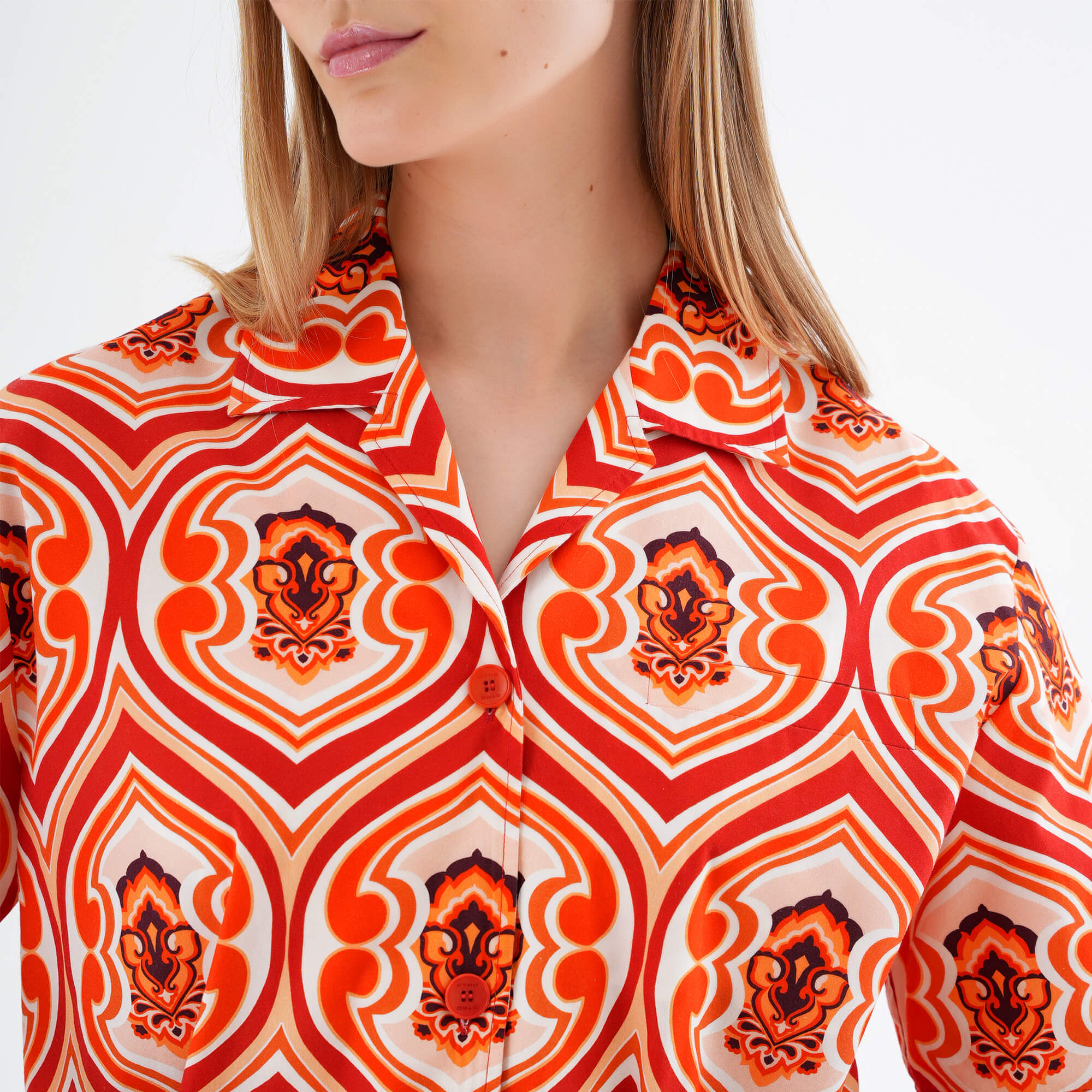 Etro - Orange Printed Cotton Shirt IT38